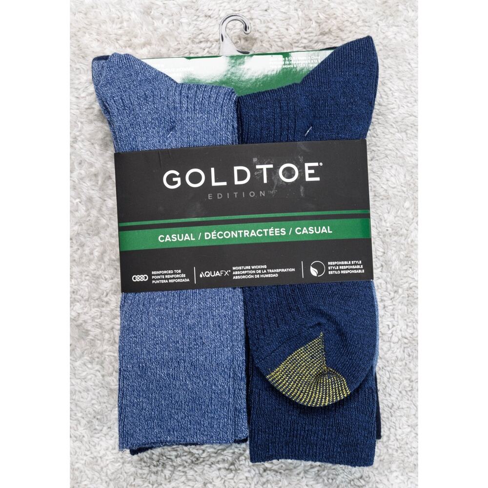 GoldToe Blue Navy Casual Crew Socks Mens Shoe Size 6-12 6 pair